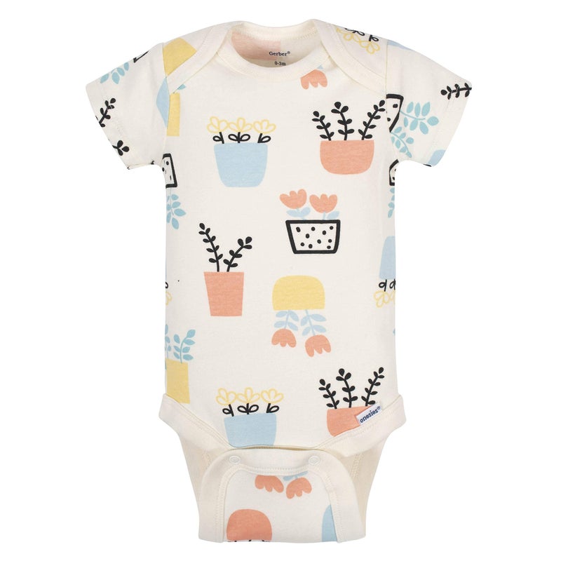 Grow by Gerber Baby Girls 5-Pack Short-Sleeve Onesies Bodysuits, Orange/Yellow/Green/Ivory, Newborn - Image 5
